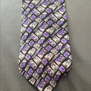 J. Garcia Geometric Purple and Black Tie